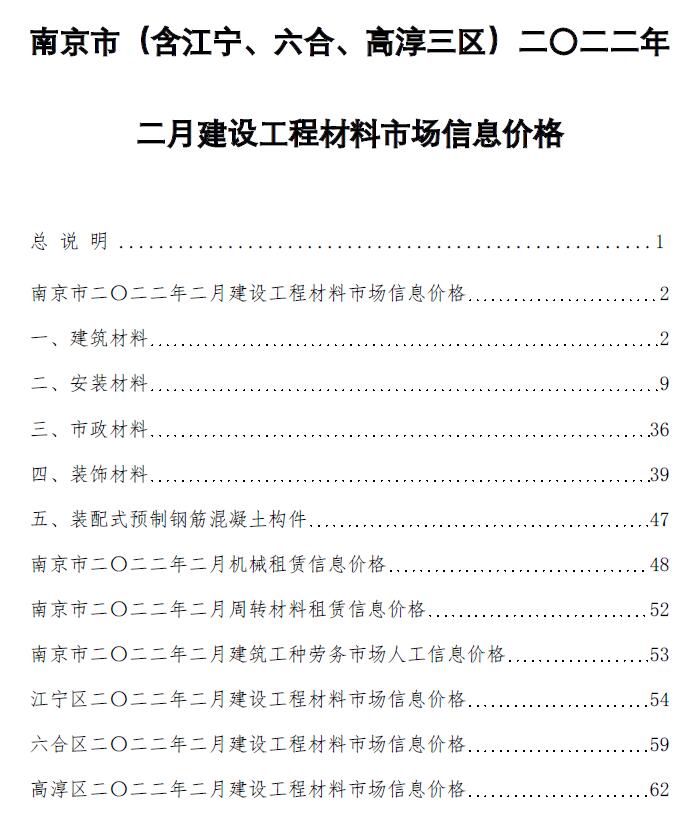 南京市2022年2月信息价封面