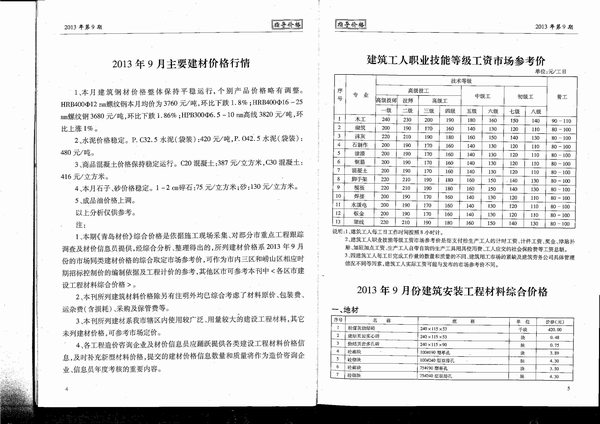青岛市2013年9月信息价封面