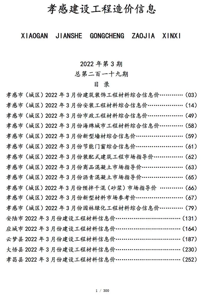 2022年孝感信息价