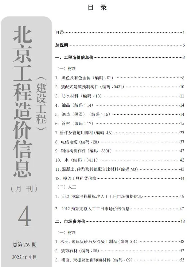 2022年北京信息价