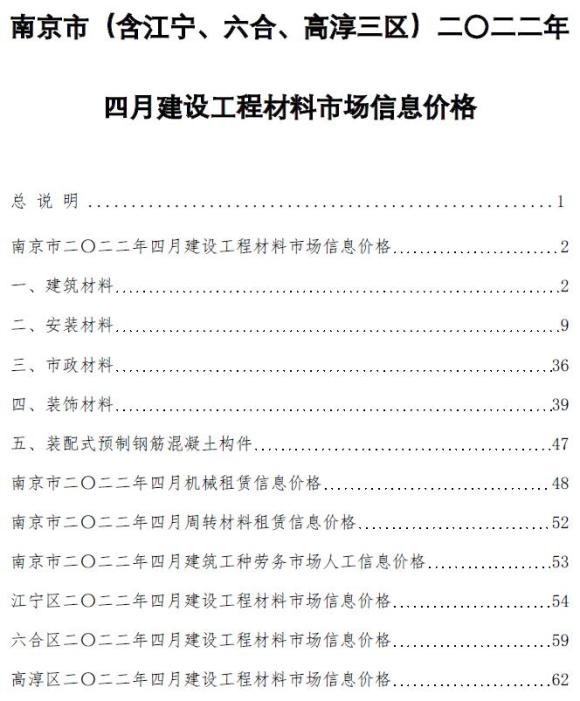 南京市2022年4月建材信息价_南京市建材信息价期刊PDF扫描件电子版