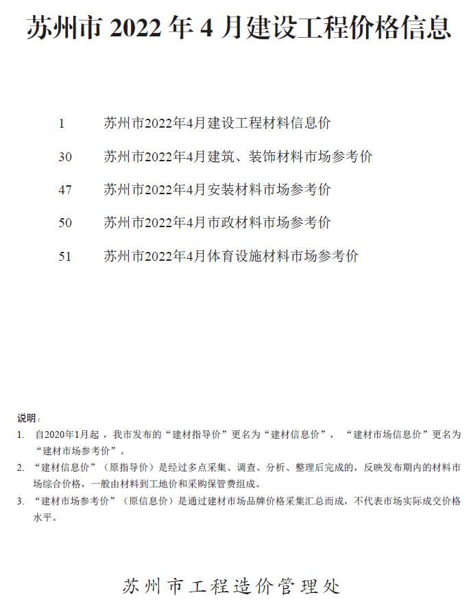 苏州市2022年4月信息价封面