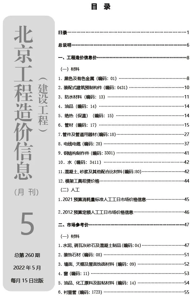 2022年5月北京信息价