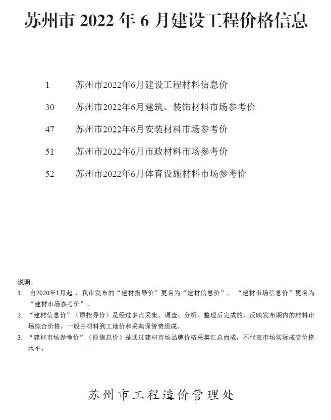 苏州市2022年6月信息价封面