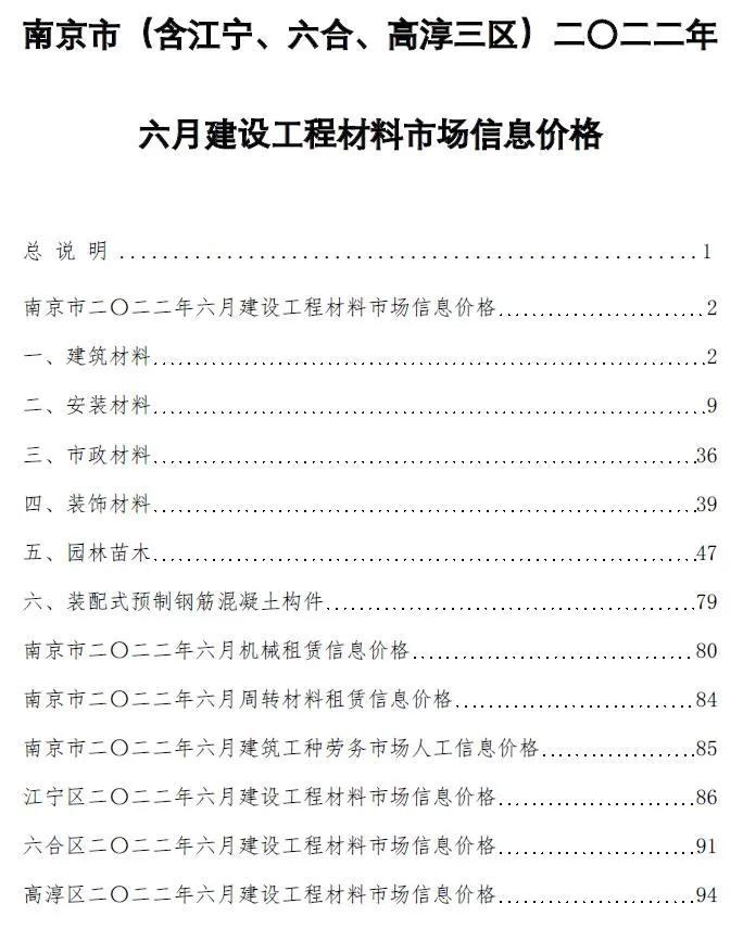 南京2022年6月电子版信息价