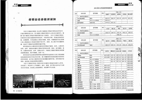 四川省2014年第1期信息价封面