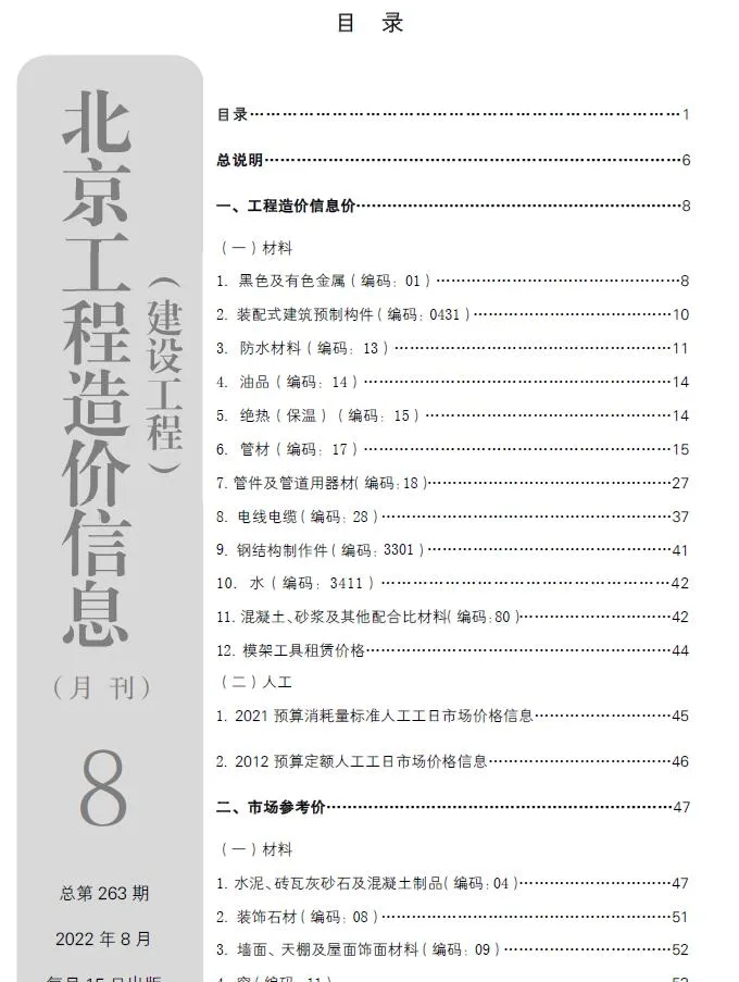 2022年北京信息价