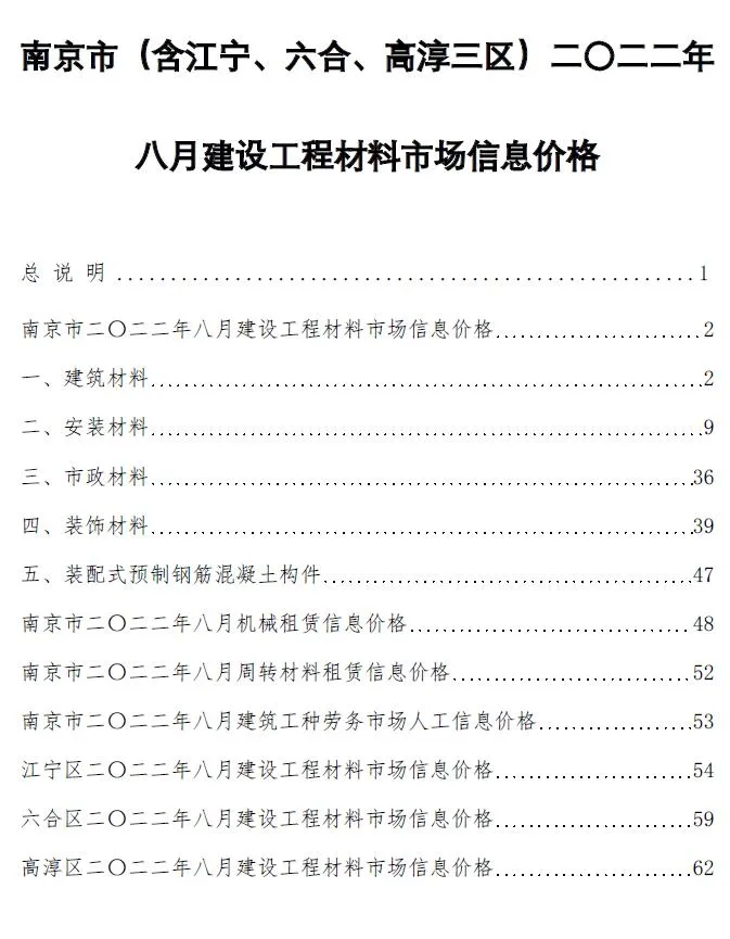 南京市2022年8月信息价封面