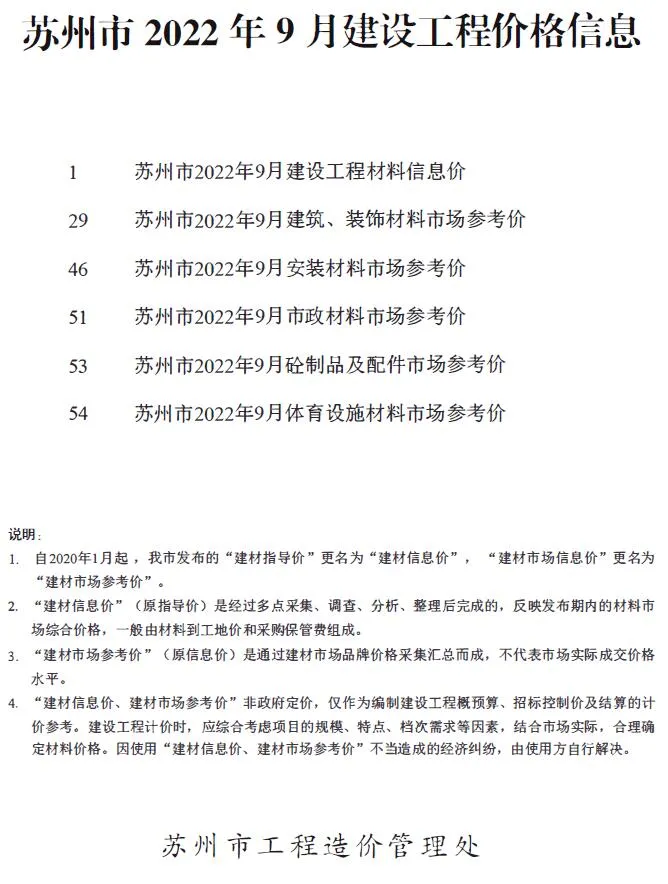 苏州市2022年9月电子版信息价