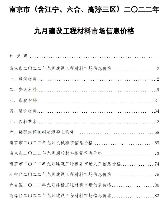 2022年南京信息价