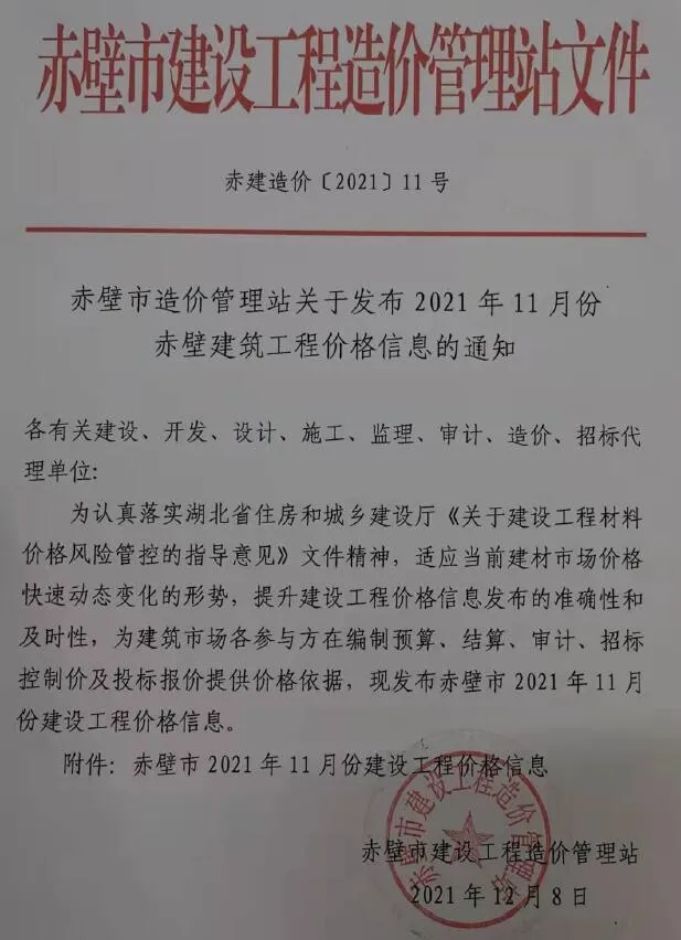 2021年11月赤壁信息价