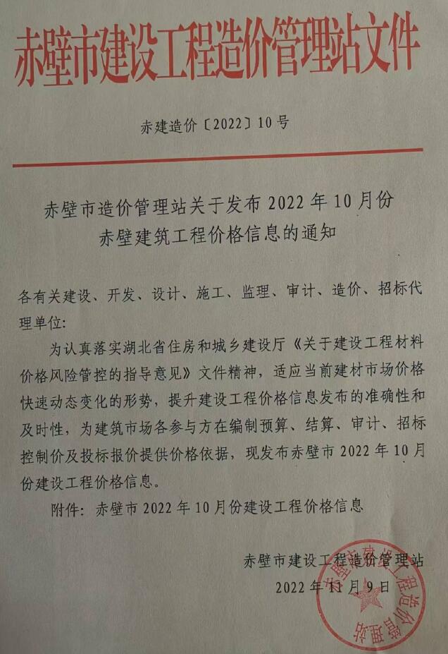 赤壁市2022年10月信息价封面