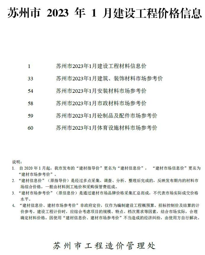 苏州市2023年1月信息价封面