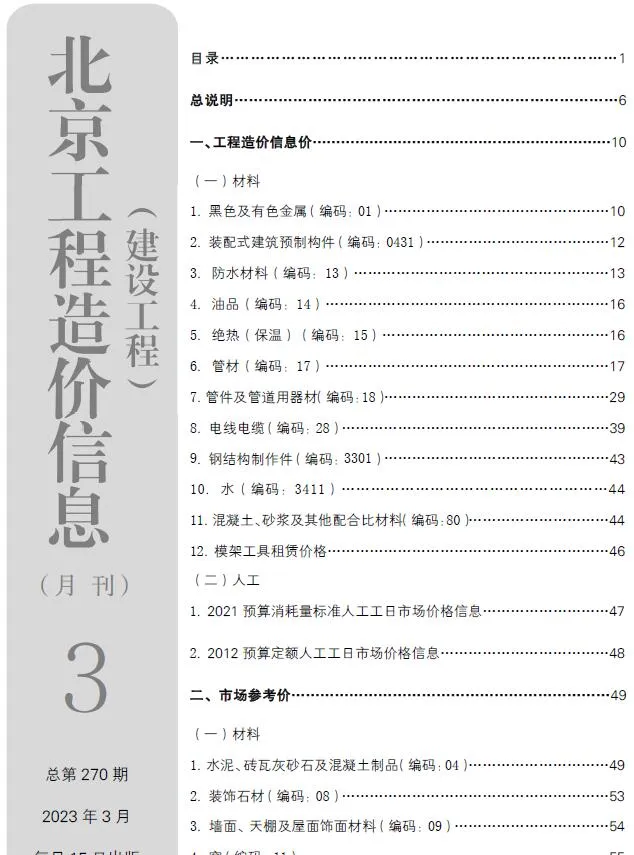 2023年3月北京信息价