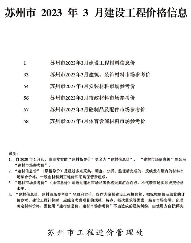 苏州市2023年3月信息价封面