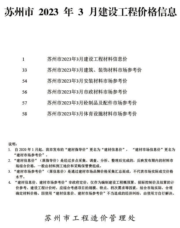 苏州市2023年3月信息价封面