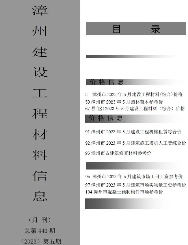 2023年5月漳州信息价