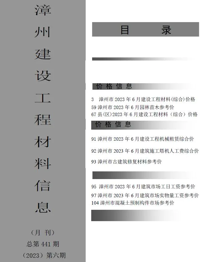 2023年6月漳州信息价