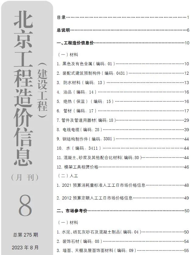2023年北京信息价