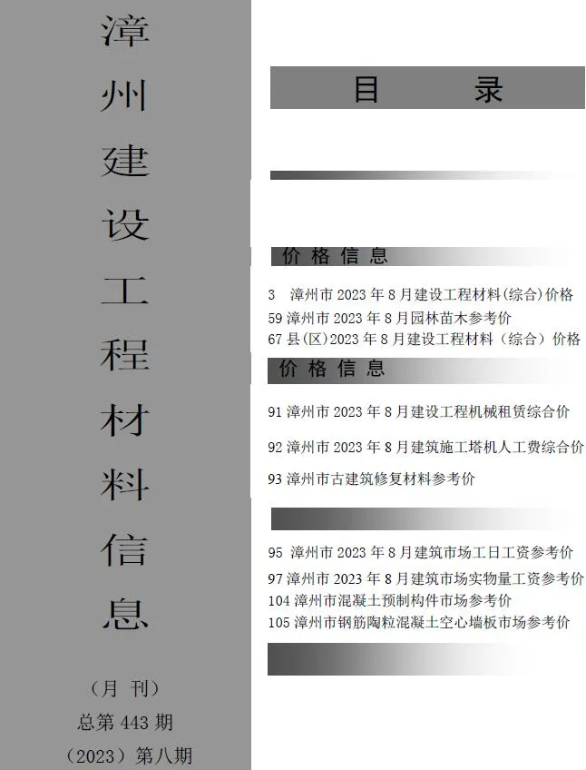 2023年8月漳州信息价