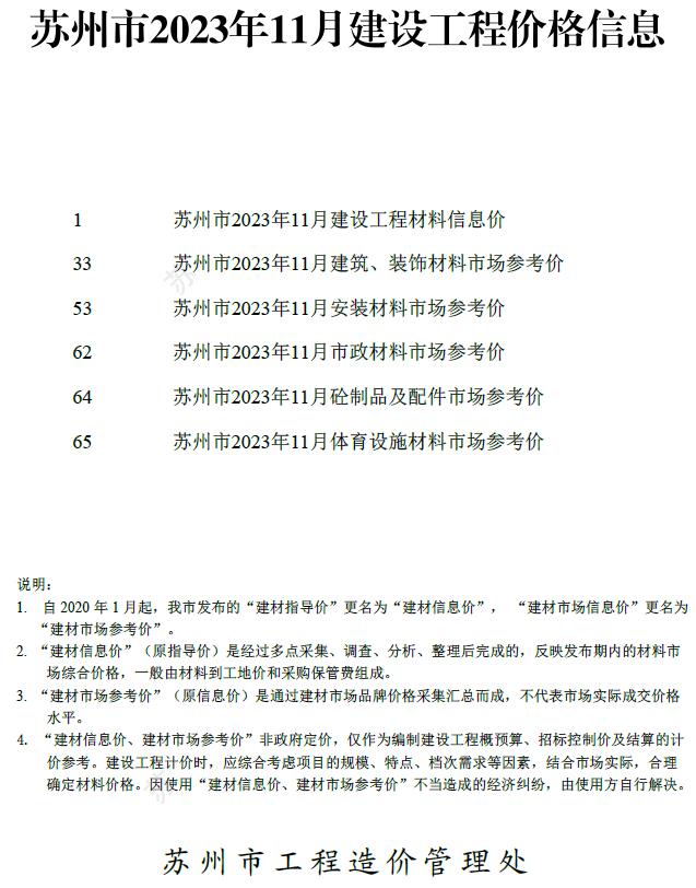 苏州市2023年11月信息价封面