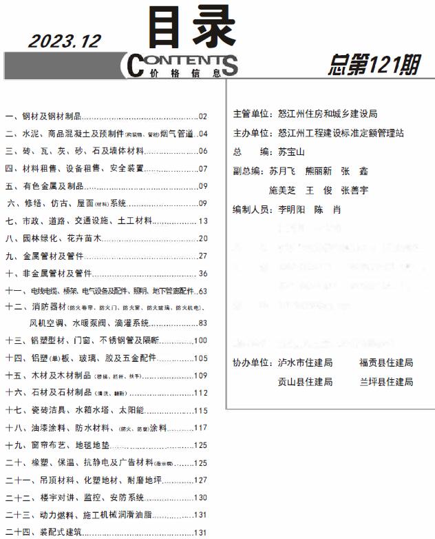 怒江州2023年12月信息价封面