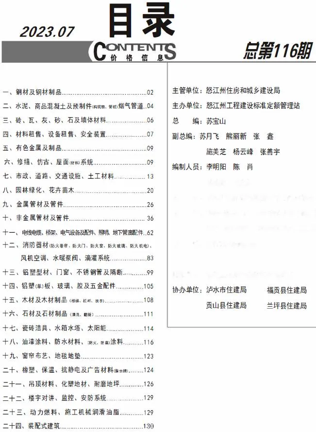 2023年7月怒江信息价