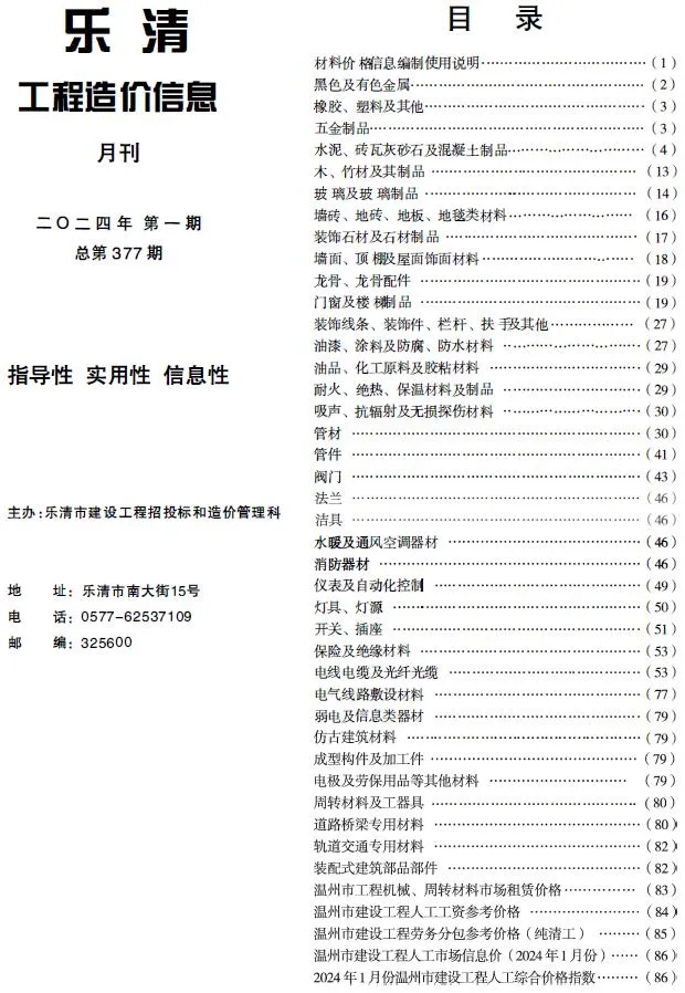 2024年1月乐清信息价