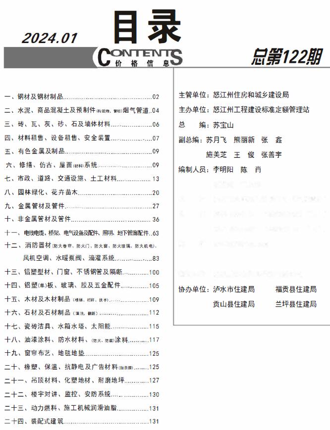怒江州2024年1月信息价封面