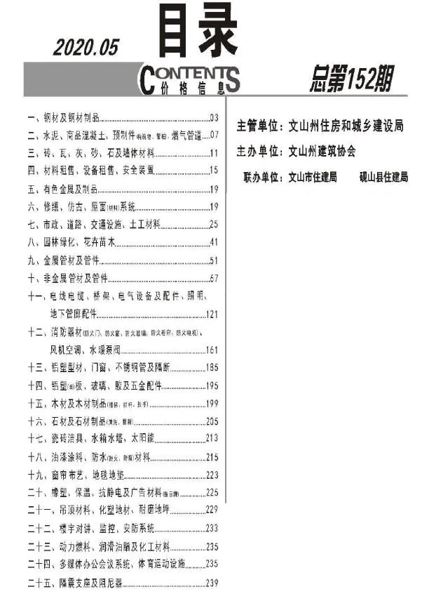文山2020年第5期信息价