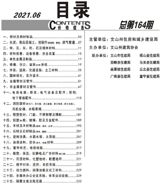 文山2021年第6期信息价