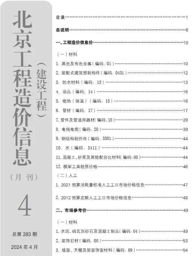 2024年北京市信息价