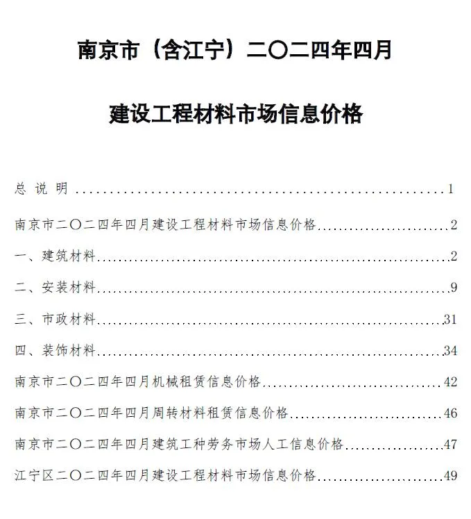 2024年南京信息价
