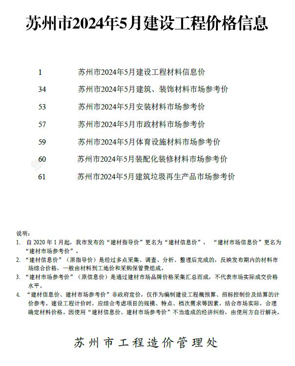 苏州市2024年5月信息价封面