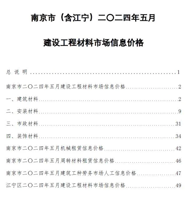 2024年5月南京信息价