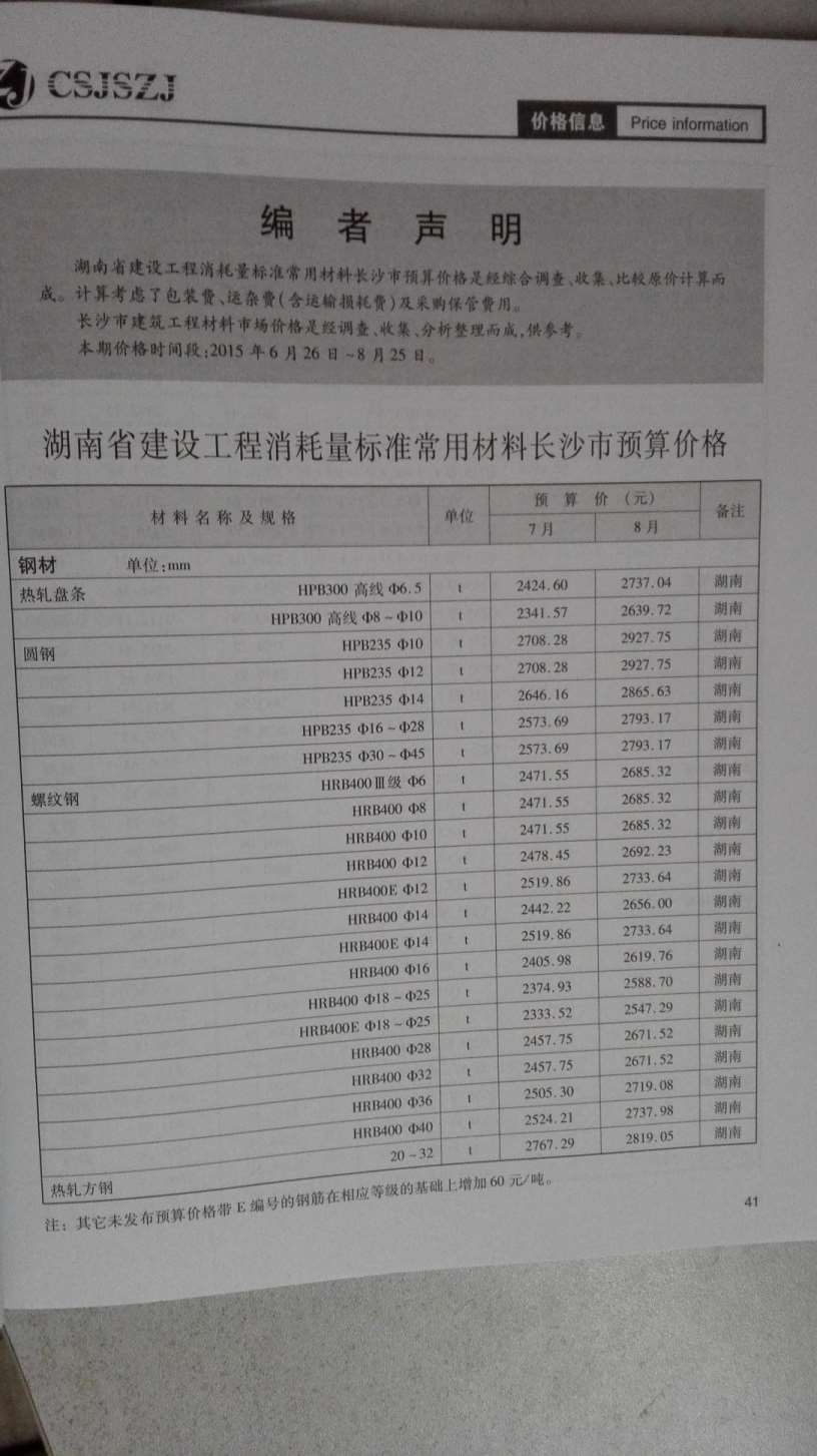 长沙市2015年第4期信息价封面