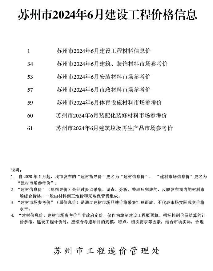 苏州市2024年6月信息价封面