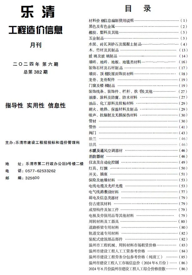 2024年6月乐清信息价