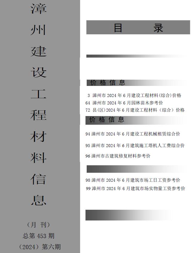 漳州市2024年6月信息价封面