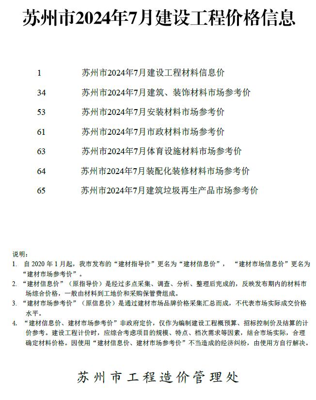 苏州市2024年7月信息价封面