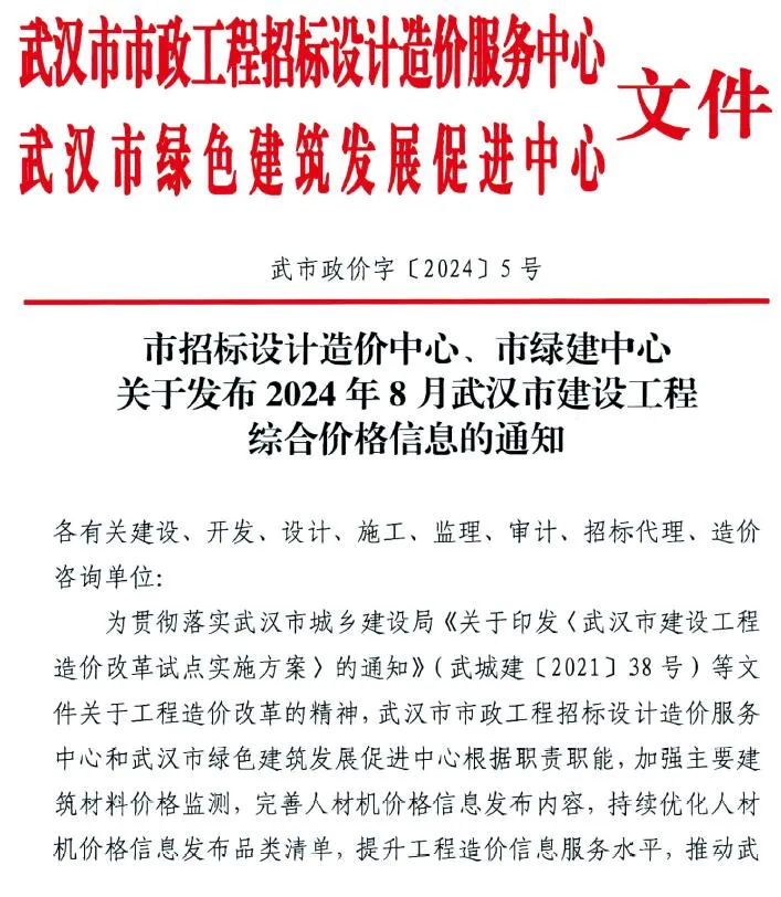2024年武汉信息价