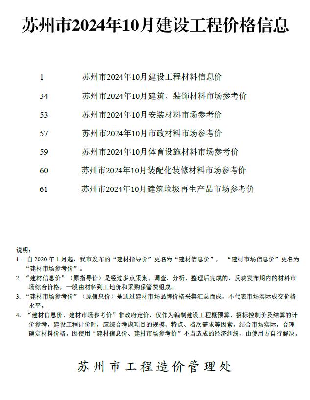 苏州市2024年10月信息价封面