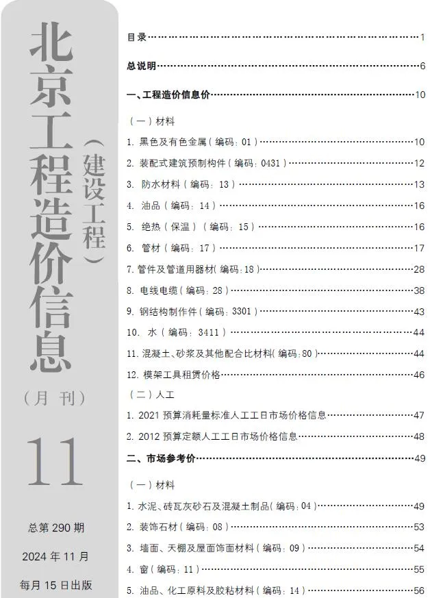 2024年北京市信息价