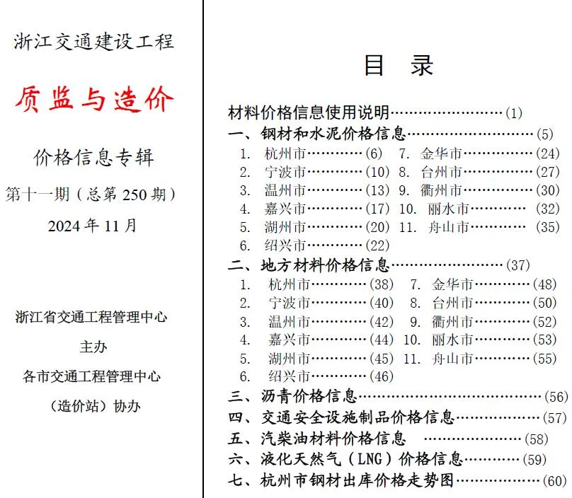 2024年浙江信息价