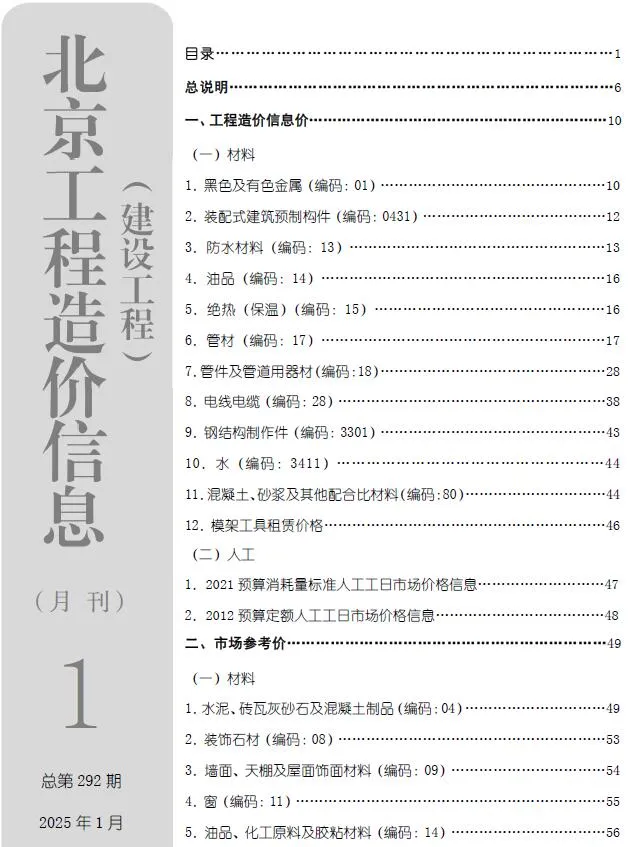 北京市2025年1月信息价