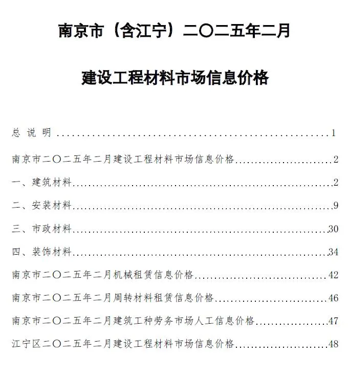 2025年南京信息价