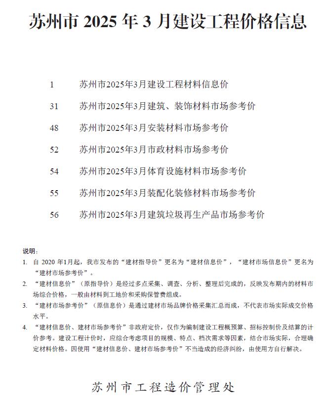 苏州市2025年3月信息价封面