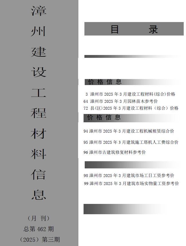 漳州市2025年3月信息价封面