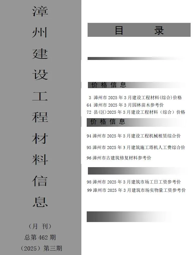 漳州市2025年3月信息价