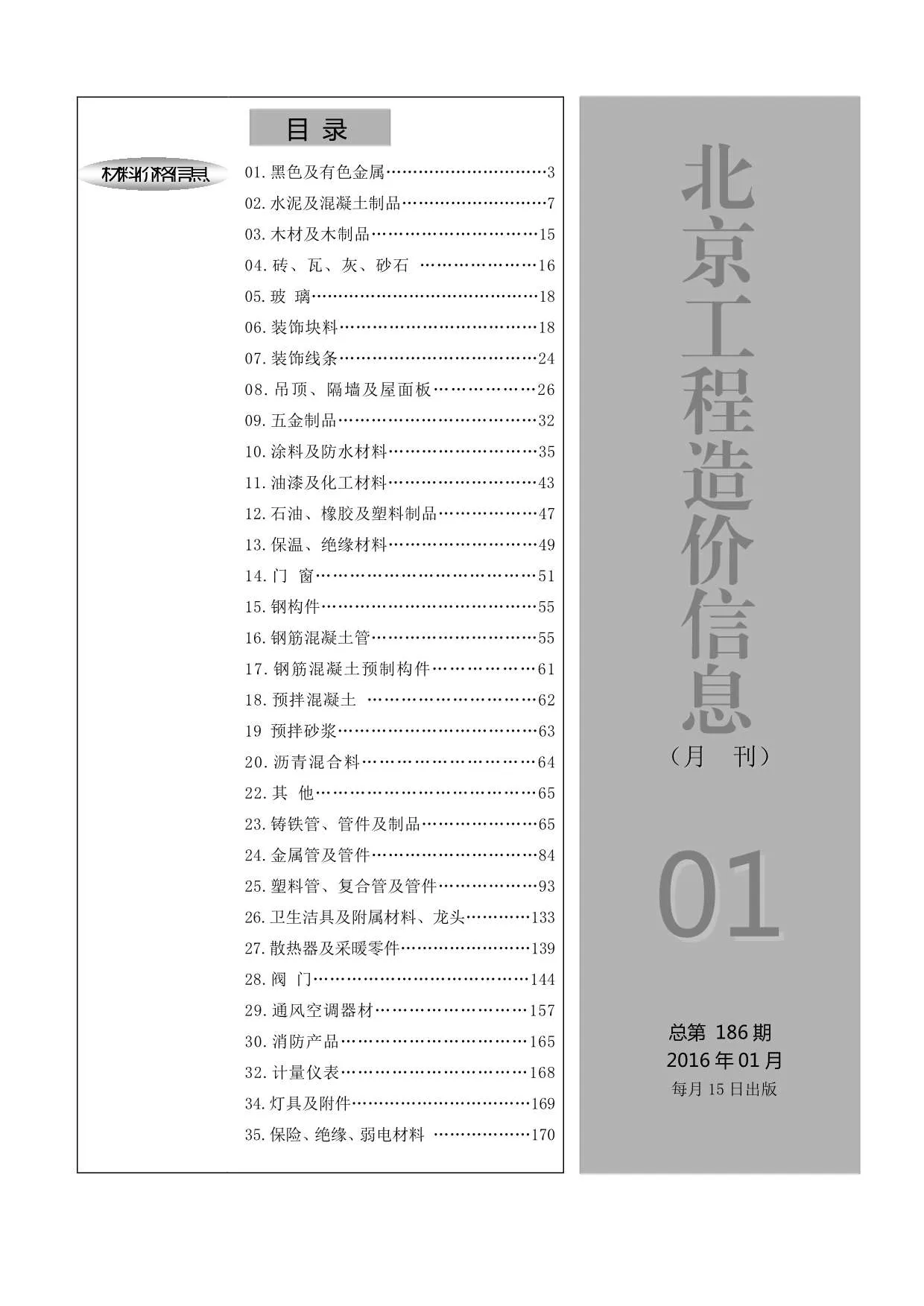 2016年第1期北京信息价